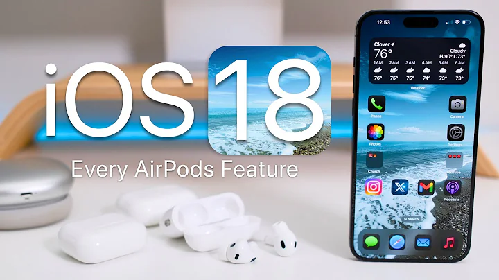 AirPods з новими функціями в iOS 18 на білому фоні