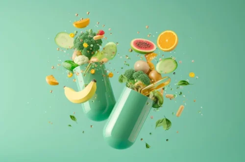 Тарілка з різноманітними продуктами, багатими на вітаміни